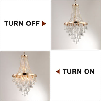 Golden Crystal Chandelier, Large Modern Luxury Chandelier For Living Room, Dining Room, Bedroom, Hallway - Bulb Not Included