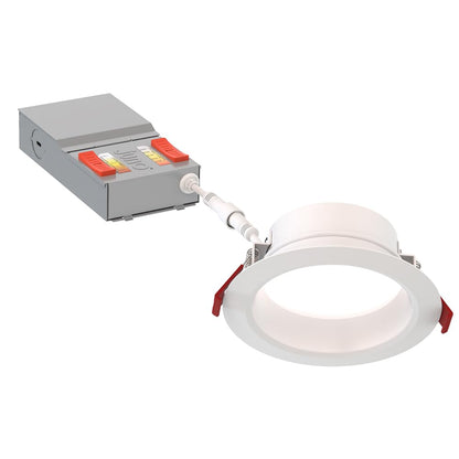Juno WF6 Dreg SM ALO20 SWW5 90CRI CP6 MW M2 Canless Wafer Recessed LED Downlight, Deep Regressed Smooth Trim Style, 6-Inch, Matte White, 6-Pack