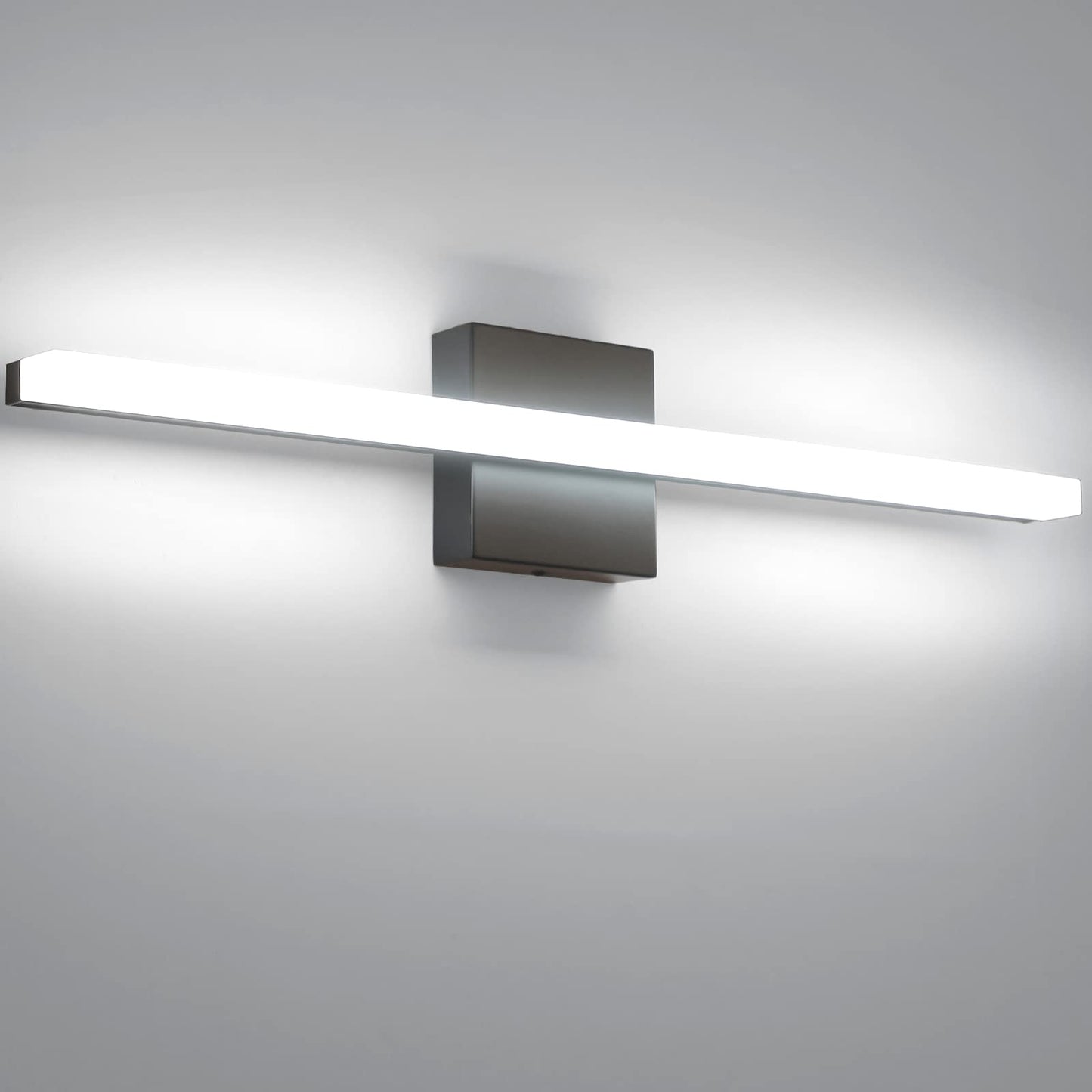 Combuh LED Bathroom Vanity Light Bar 16 Inch 9W Black IP44 Bathroom Light Fixtures Over Mirror Modern Bath Wall Lighting Fixture Sconce Indoor Cool White 6000K