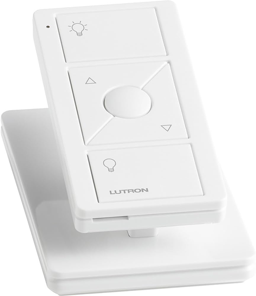 Lutron Pico Remote for Caseta Smart Dimmer Switch, 3-Button Control with Raise/Lower and Preset Lighting Level, For Table Top or Wallmount Use, PJ2-3BRL-WH-L01R, White