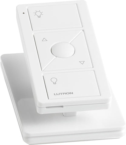 Lutron Pico Remote for Caseta Smart Dimmer Switch, 3-Button Control with Raise/Lower and Preset Lighting Level, For Table Top or Wallmount Use, PJ2-3BRL-WH-L01R, White