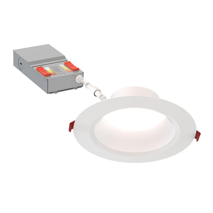 Juno WF6 Dreg SM ALO20 SWW5 90CRI CP6 MW M2 Canless Wafer Recessed LED Downlight, Deep Regressed Smooth Trim Style, 6-Inch, Matte White, 6-Pack