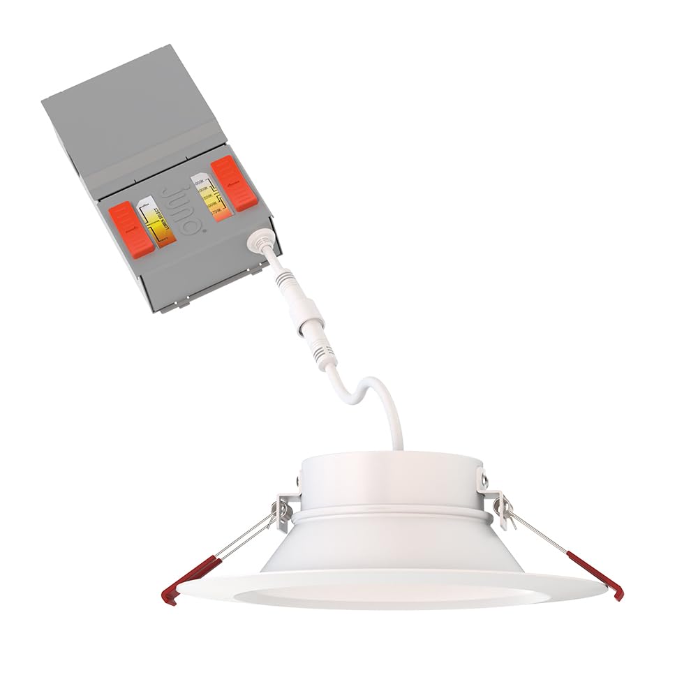 Juno WF6 Dreg SM ALO20 SWW5 90CRI CP6 MW M2 Canless Wafer Recessed LED Downlight, Deep Regressed Smooth Trim Style, 6-Inch, Matte White, 6-Pack
