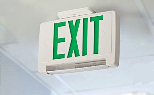Lithonia Lighting ECBG LED M6 LED Exit and Emergency Light Bar Combo Fixture with Back Up Battery, Green Letters