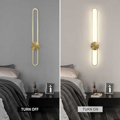 Modern Wall Sconce 4000K Dimmable LED Wall Light Fixture, Hardwired Wall Lamp for Living Room, Dining Room, Bedroom, Hallway, Lobby, Entryway (Brushed Black, H110cm/43.3inch)