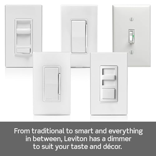 Leviton SureSlide Dimmer Switch for Dimmable LED, Halogen and Incandescent Bulbs, 6674-P0W, White