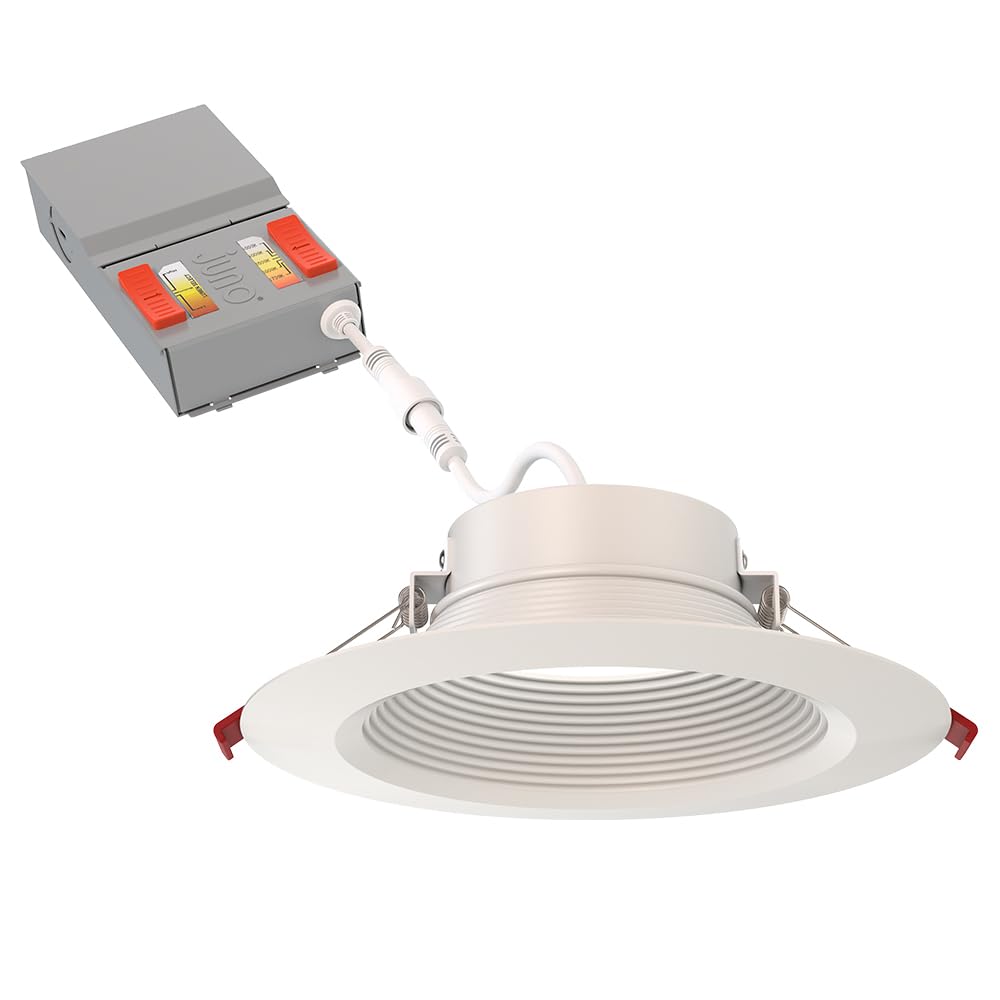 Juno WF6 Dreg SM ALO20 SWW5 90CRI CP6 MW M2 Canless Wafer Recessed LED Downlight, Deep Regressed Smooth Trim Style, 6-Inch, Matte White, 6-Pack