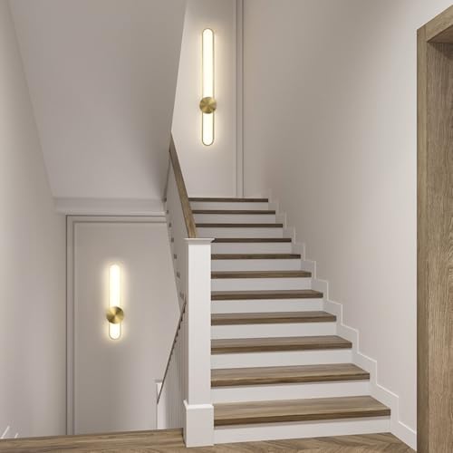 Modern Wall Sconce 4000K Dimmable LED Wall Light Fixture, Hardwired Wall Lamp for Living Room, Dining Room, Bedroom, Hallway, Lobby, Entryway (Brushed Black, H110cm/43.3inch)