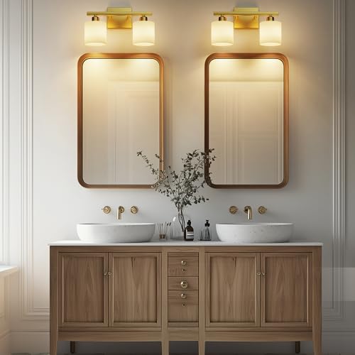 PARTPHONER Bathroom Light Fixtures, Bathroom Lighting Fixtures Over Mirror, Interior Classic Vanity Lights, Modern Bathroom Vanity Light with Textured White Glass Shade, Brushed Nickel, 3-Light