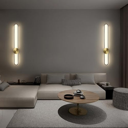 Modern Wall Sconce 4000K Dimmable LED Wall Light Fixture, Hardwired Wall Lamp for Living Room, Dining Room, Bedroom, Hallway, Lobby, Entryway (Brushed Black, H110cm/43.3inch)