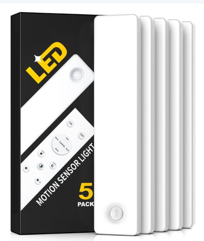 Under Cabinet Lighting, 2 Pack Motion Sensor Light Indoor, Rechargeable Closet Lights Battery Operated, LED Lights for Bedroom, Wireless Dimmable Cabinet Lights, Motion Sensor Step Night Light