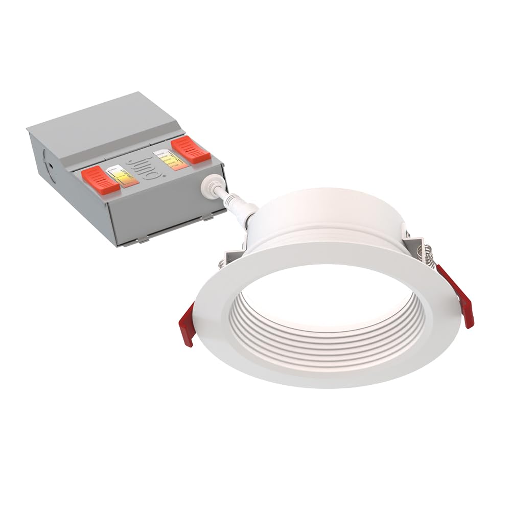 Juno WF6 Dreg SM ALO20 SWW5 90CRI CP6 MW M2 Canless Wafer Recessed LED Downlight, Deep Regressed Smooth Trim Style, 6-Inch, Matte White, 6-Pack