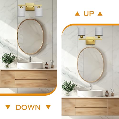 PARTPHONER Bathroom Light Fixtures, Bathroom Lighting Fixtures Over Mirror, Interior Classic Vanity Lights, Modern Bathroom Vanity Light with Textured White Glass Shade, Brushed Nickel, 3-Light