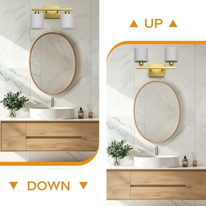 PARTPHONER Bathroom Light Fixtures, Bathroom Lighting Fixtures Over Mirror, Interior Classic Vanity Lights, Modern Bathroom Vanity Light with Textured White Glass Shade, Brushed Nickel, 3-Light