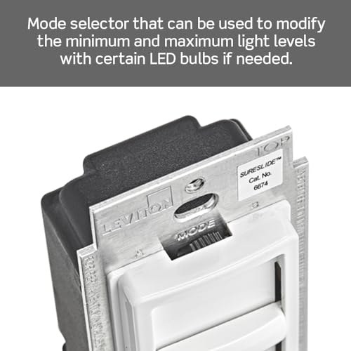 Leviton SureSlide Dimmer Switch for Dimmable LED, Halogen and Incandescent Bulbs, 6674-P0W, White