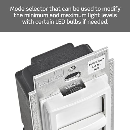 Leviton SureSlide Dimmer Switch for Dimmable LED, Halogen and Incandescent Bulbs, 6674-P0W, White