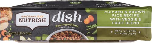 Rachael Ray Nutrish Dish Premium Dry Dog Food, Chicken & Brown Rice Recipe with Veggies & Fruit, 23 Pounds