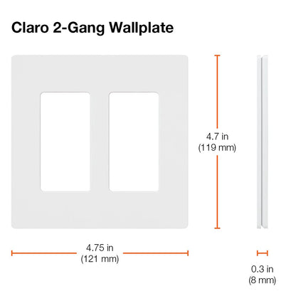 Lutron Claro 2 Gang Decorator/Rocker Wallplate, Gloss, Gray (1-Pack) | CW-2-GR