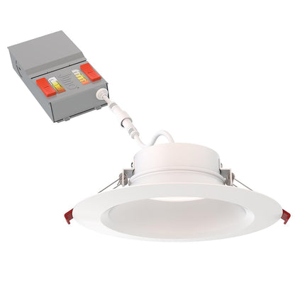 Juno WF6 Dreg SM ALO20 SWW5 90CRI CP6 MW M2 Canless Wafer Recessed LED Downlight, Deep Regressed Smooth Trim Style, 6-Inch, Matte White, 6-Pack