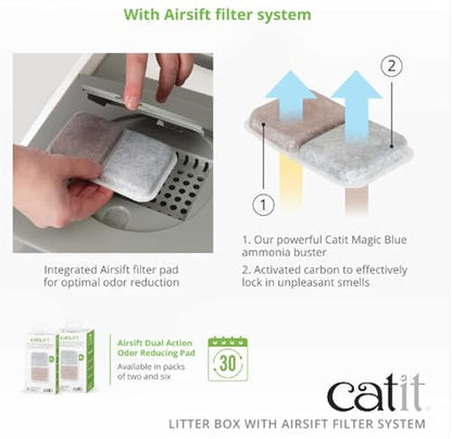 Catit Airsift Jumbo Hooded Cat Litter Pan, Warm Gray/White - Privacy and Easy Access for Cleaning - Ideal for Larger Cat Breeds or Multiple Cat Households