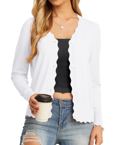 GRECERELLE Women's Long Sleeve V-Neck Button Down Cardigan Knit Shrugs Sweater