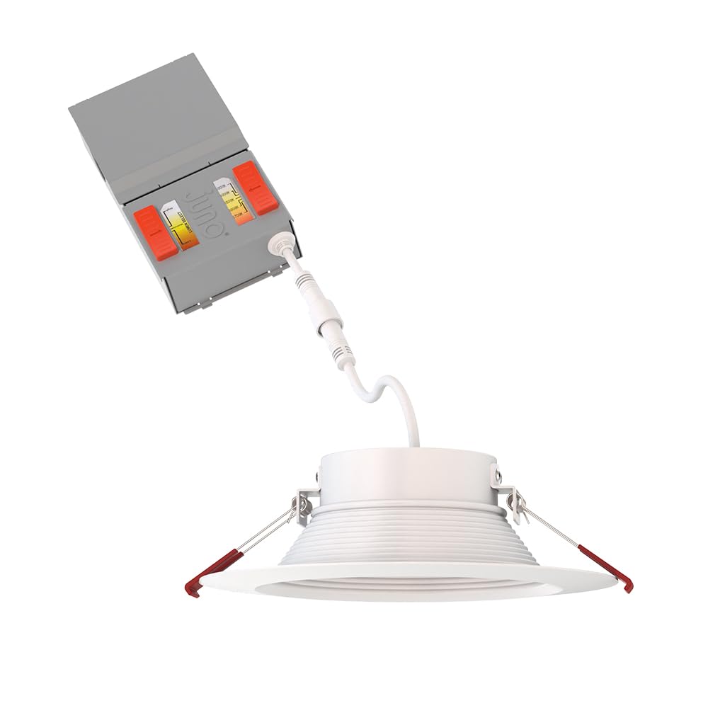 Juno WF6 Dreg SM ALO20 SWW5 90CRI CP6 MW M2 Canless Wafer Recessed LED Downlight, Deep Regressed Smooth Trim Style, 6-Inch, Matte White, 6-Pack