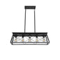 5 Lamps Farmhouse Chandelier For Dining Room, Metal Rustic Chandelier Island Lamp, Modern Rectangular Island Lamp For Kitchen, Living Room Pure Black - No Bulbs