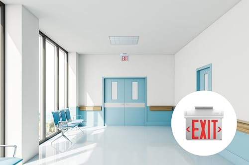 Lithonia Lighting BE W R SM M6 BE Basics Edge-Lit Exit Sign, White with Red Letters, Surface Mount