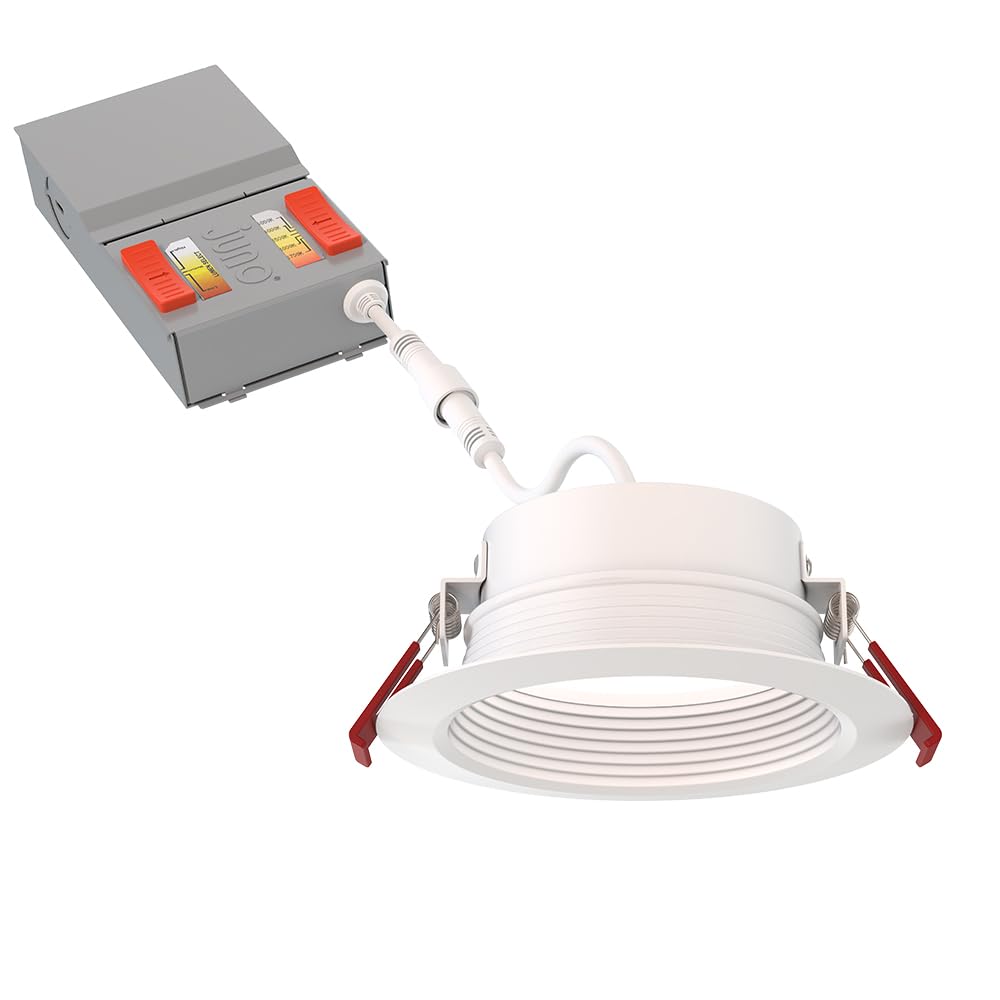 Juno WF6 Dreg SM ALO20 SWW5 90CRI CP6 MW M2 Canless Wafer Recessed LED Downlight, Deep Regressed Smooth Trim Style, 6-Inch, Matte White, 6-Pack
