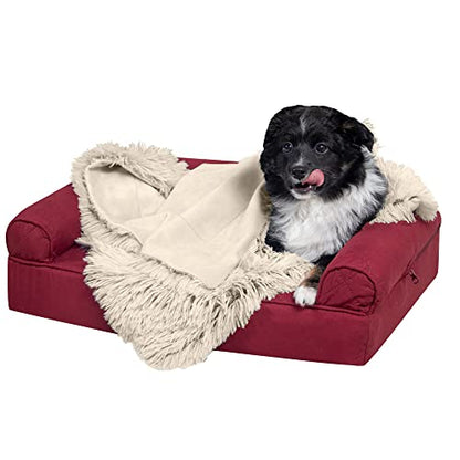 Furhaven - Manta impermeable y lavable para perros y gatos de interior, hecha en piel sintética de pelo largo sintético y terciopelo en color madera, XL, gris niebla