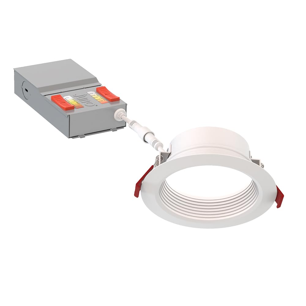 Juno WF6 Dreg SM ALO20 SWW5 90CRI CP6 MW M2 Canless Wafer Recessed LED Downlight, Deep Regressed Smooth Trim Style, 6-Inch, Matte White, 6-Pack