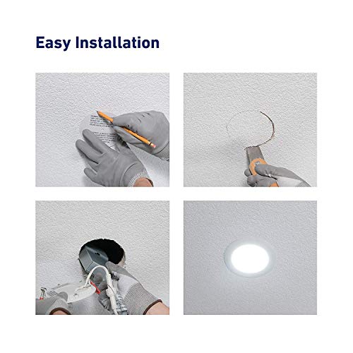 Lithonia Lighting WF4 LED 27K30K35K 90CRI MB M6 Recessed Wafer Downlight with Ultra Thin Round Trim, Color Temperature Selectable, 2700K | 3000K | 3500K, 4-Inch, Matte Black