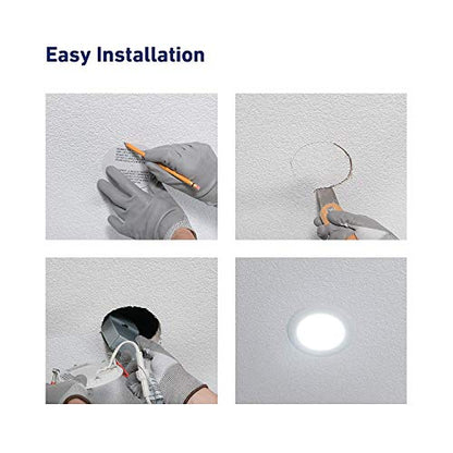 Lithonia Lighting WF4 LED 27K30K35K 90CRI MB M6 Recessed Wafer Downlight with Ultra Thin Round Trim, Color Temperature Selectable, 2700K | 3000K | 3500K, 4-Inch, Matte Black