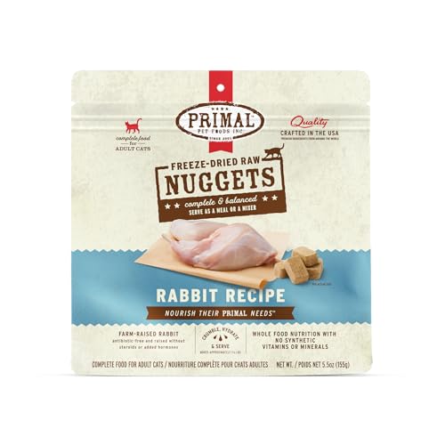 Primal Freeze Dried Raw Cat Food Nuggets Venison, Complete & Balanced Meal or Topper, Premium, Healthy, Grain Free, High Protein Raw Cat Food with Probiotics (14 oz)
