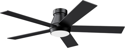 TCL 52" Ceiling Fan with Lights, Black Flush Mount Ceiling Fans with Remote Control, 6 Speeds DC Reversible, Dimmable, Noiseless, Low Profile