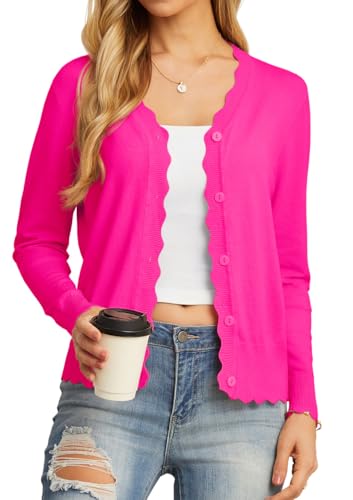 GRECERELLE Women's Long Sleeve V-Neck Button Down Cardigan Knit Shrugs Sweater