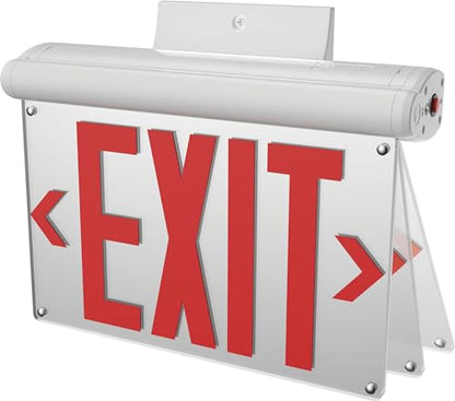 Lithonia Lighting BE W R SM M6 BE Basics Edge-Lit Exit Sign, White with Red Letters, Surface Mount
