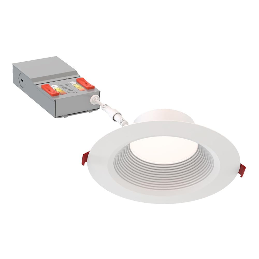 Juno WF6 Dreg SM ALO20 SWW5 90CRI CP6 MW M2 Canless Wafer Recessed LED Downlight, Deep Regressed Smooth Trim Style, 6-Inch, Matte White, 6-Pack