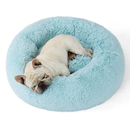 Bedsure Calming Cat Beds for Indoor Cats - Small Cat Bed Washable 20 inches, Anti-Slip Round Fluffy Plush Faux Fur Pet Bed, Fits up to 15 lbs Pets, Camel