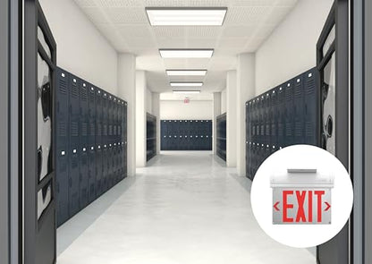 Lithonia Lighting BE W R SM M6 BE Basics Edge-Lit Exit Sign, White with Red Letters, Surface Mount