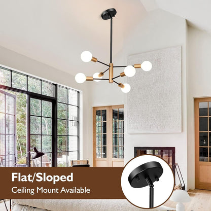 Sputnik Chandelier Black Gold Height Adjustable Pendant-4