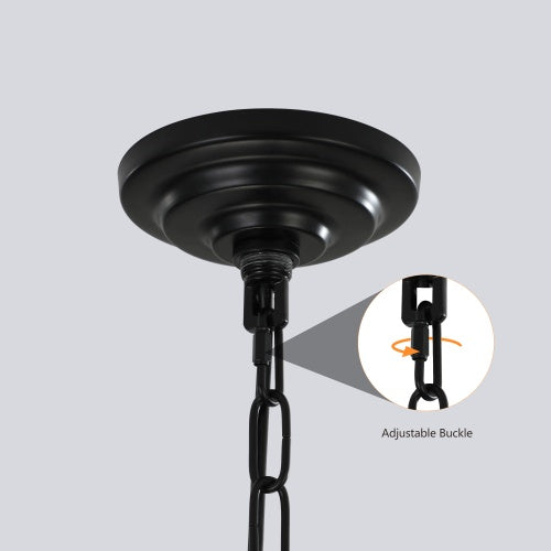 8 Lights Black & Gold Lantern Tiered Chandelier, Industrial Farmhouse Chandelier - No Bulbs