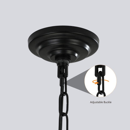 8 Lights Black & Gold Lantern Tiered Chandelier, Industrial Farmhouse Chandelier - No Bulbs