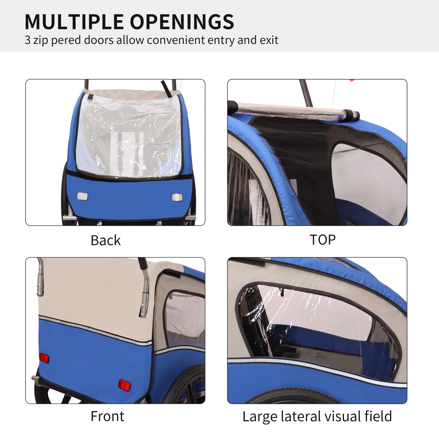 2-in-1 Double 2 Seat Bicycle Bike Trailer Jogger Stroller for Kids Children
