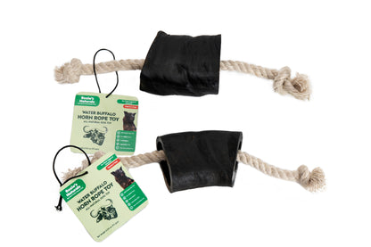 Water Buffalo Horn 14" Cotton Rope Tug Toy Dog Chews-2 Count-10 oz (WSP)-0