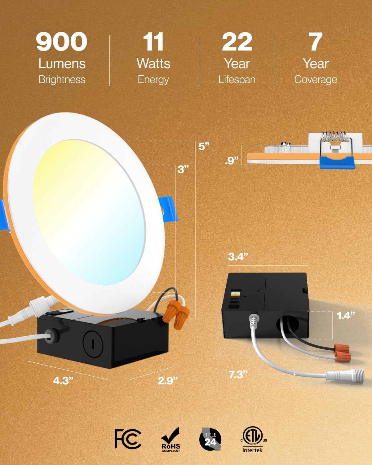Sunco 24 Pack 4 Inch Ultra Thin LED Recessed Ceiling Lights Slim with