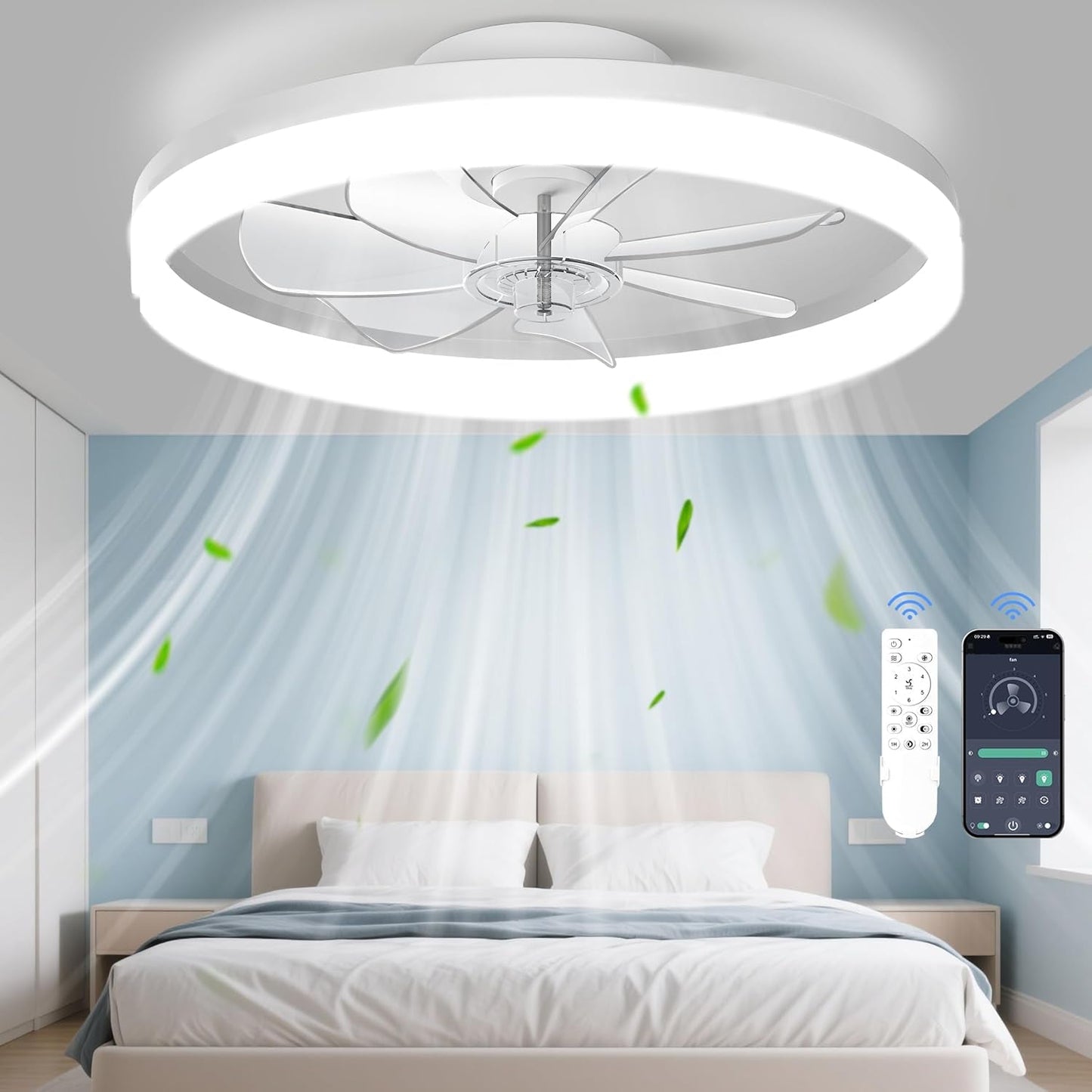 White 20 Inch Contemporary Ceiling Fan With Lighting-0