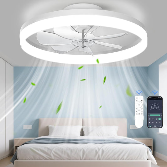 White 20 Inch Contemporary Ceiling Fan With Lighting-0