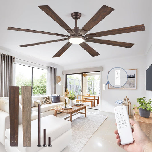 72 Inch Oil Rubbed Bronze Ceiling Fans with Lights and Remote,