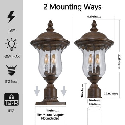 Vintage Outdoor Light Pole Lights, Waterproof Garden Patio Lights, Walkway & Driveway Lighting - One Piece No Bulb